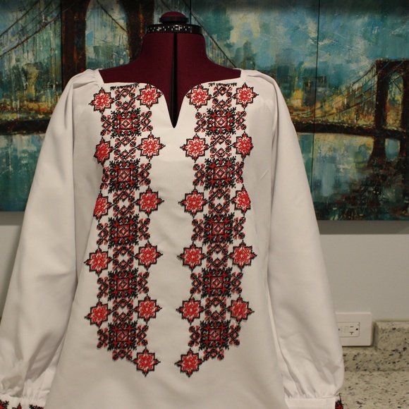 Ukrainian Shirt Embroidered women's shirt made of beaded handmade